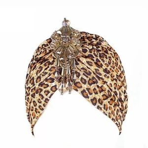 Leopard Print Turban Head Wrap Hat Polyester